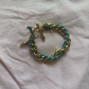 Ettika Gold and Teal Chain Bracelet